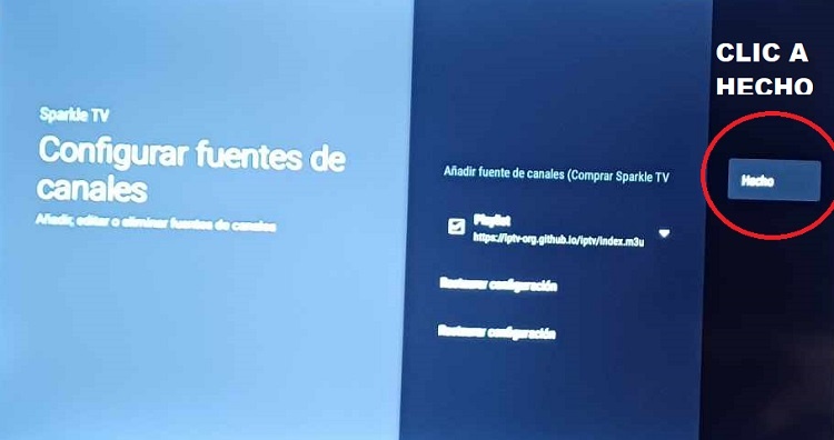 sparkle tv configure canales de television